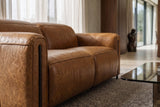Octavia Distressed Italian Aniline Leather Dual Reclining Sofa