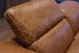 Octavia Distressed Italian Aniline Leather Dual Reclining Sofa