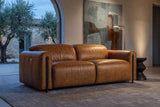 Octavia Distressed Italian Aniline Leather Dual Reclining Sofa