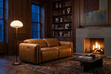 Octavia Distressed Italian Aniline Leather Dual Reclining Sofa