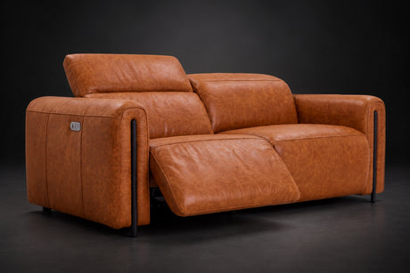 Octavia Distressed Italian Aniline Leather Dual Reclining Sofa