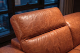 Octavia Distressed Italian Aniline Leather Dual Reclining Sofa