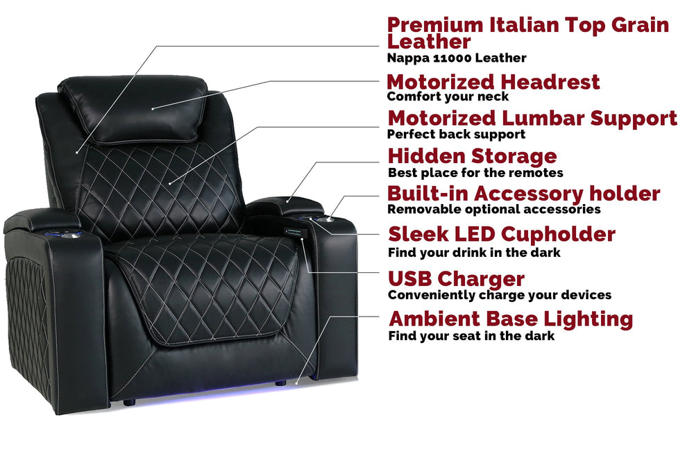 Valencia Oslo Single Home Theater Seating, Black