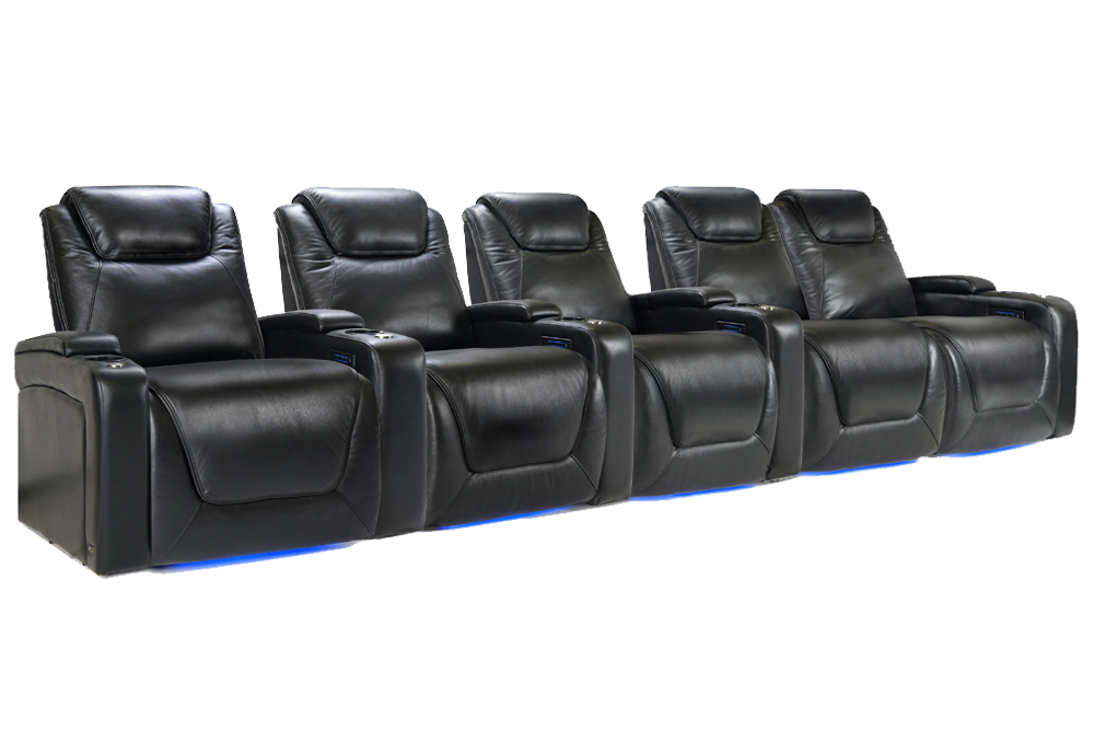 Valencia Oslo Modern XL Home Theater Seating Row of 5 Loveseat Right, Midnight Black