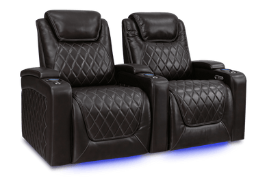 Valencia 2025 New Oslo Leather Home Theater Seating Row of 2, Dark Chocolate