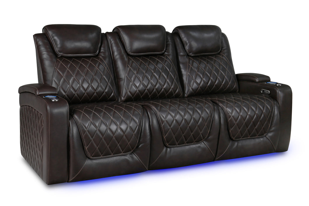 Valencia 2025 New Oslo Leather Home Theater Seating Set of 3, Dark Chocolate