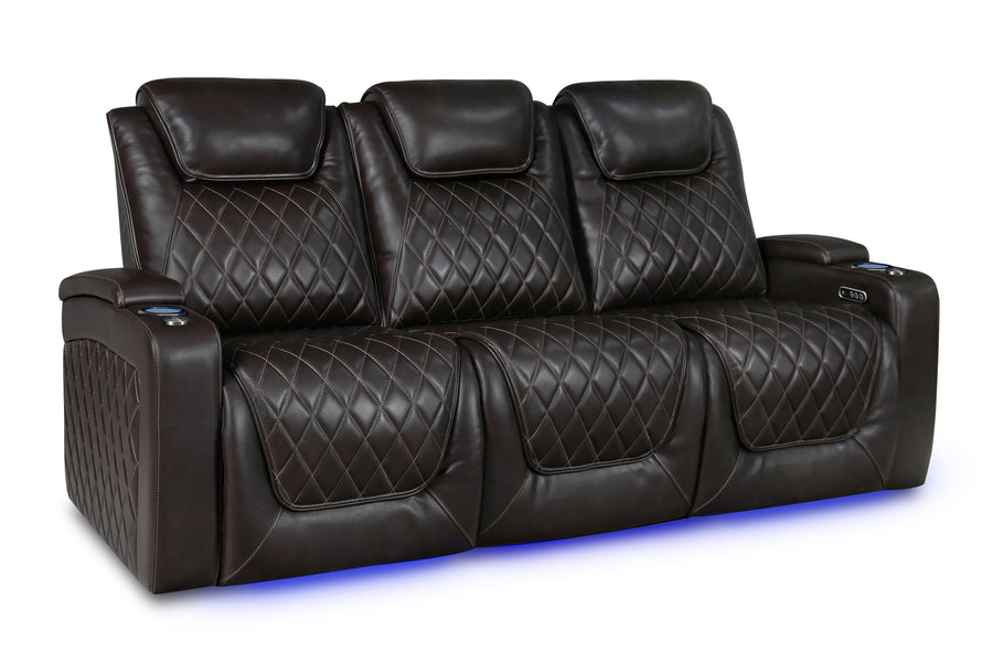 Valencia 2025 New Oslo Leather Home Theater Seating Set of 3, Dark Chocolate