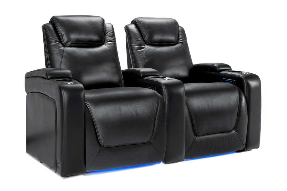 Valencia Oslo Modern Home Theater Seating Row of 2, Midnight Black