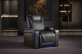 Valencia 2025 New Oslo Ultimate Luxury Leather Home Theater Seating Row of 2 Loveseat, Onyx with Gold Stitching