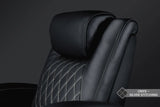 Valencia 2025 New Oslo Ultimate Luxury Leather Home Theater Seating Row of 4 Loveseat Center, Onyx with Silver Stitching
