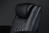 Valencia 2025 New Oslo Ultimate Luxury Leather Home Theater Seating Row of 4 Loveseat Center, Onyx with Silver Stitching