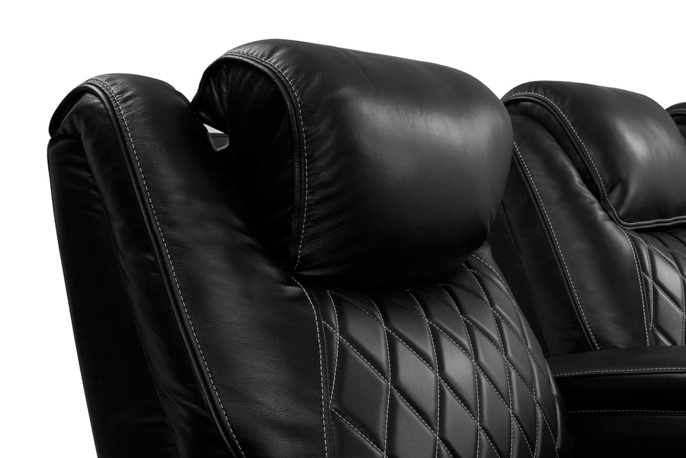 Valencia 2025 New Oslo XL Leather Home Theater Seating Row of 2, Midnight Black