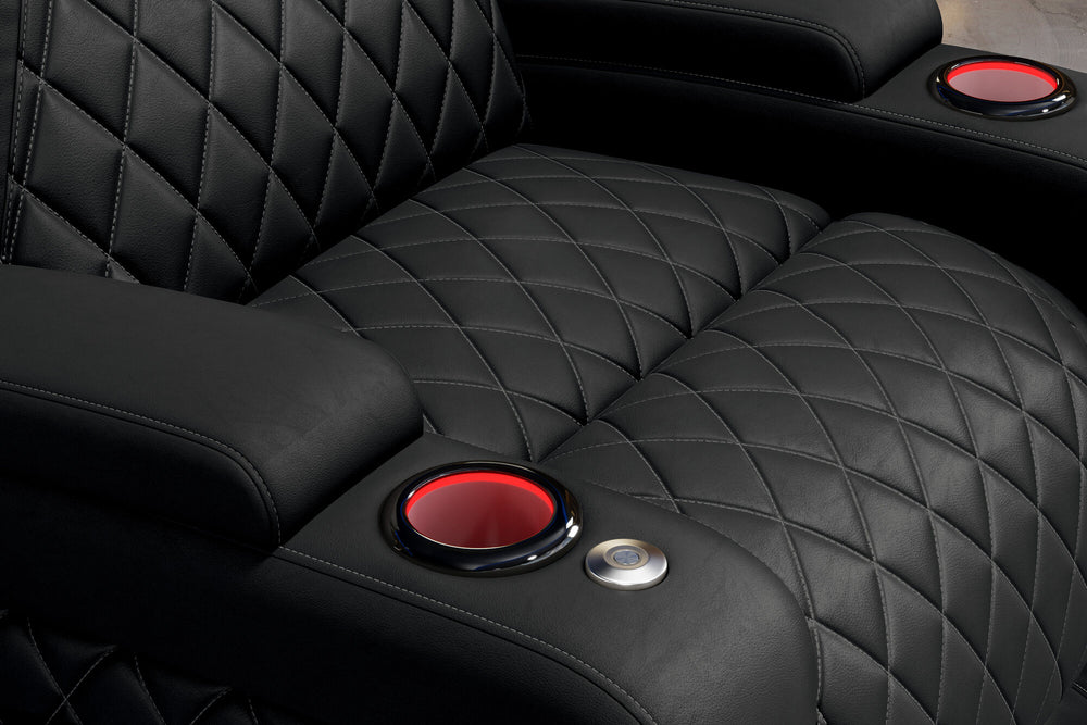 Valencia 2025 New Oslo XL Leather Home Theater Seating Row of 2, Midnight Black