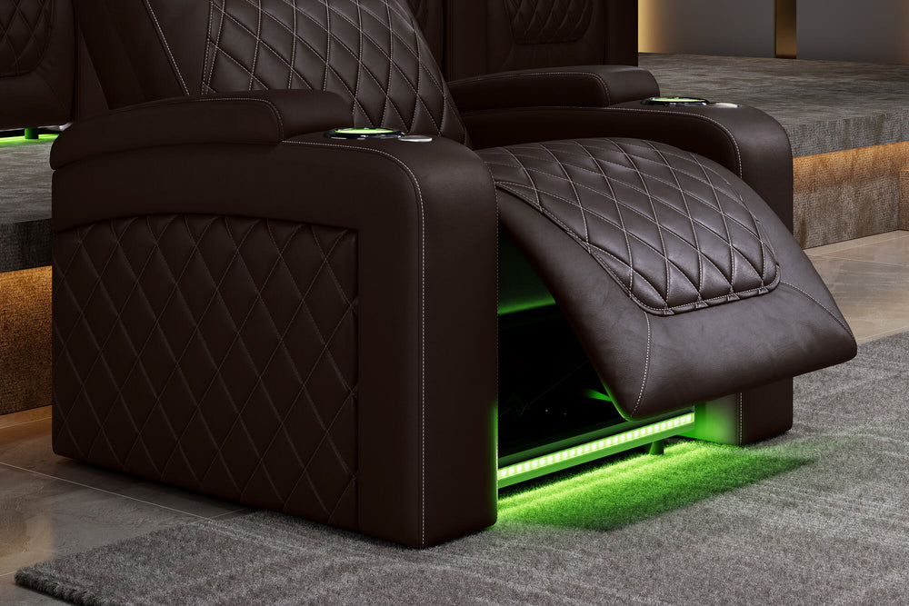 Valencia 2025 New Oslo XL Leather Home Theater Seating Row of 4 Loveseat Right, Dark Chocolate