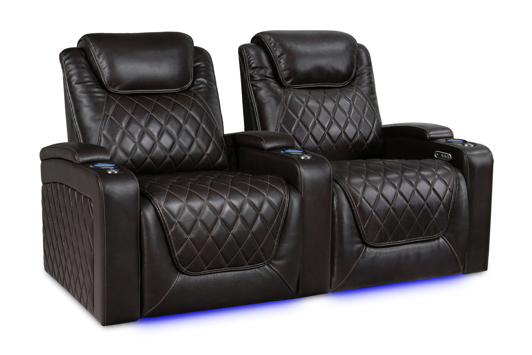 Valencia 2025 New Oslo XL Leather Home Theater Seating Row of 2, Dark Chocolate