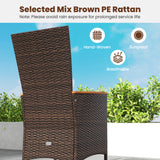 Outdoor Dining Set for 6 Patio Wicker Armchairs and Acacia Wood Table