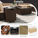 Outdoor PE Rattan Conversation Set with 32” Propane Fire Pit Table and Tank Holder