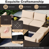 Outdoor PE Rattan Conversation Set with 32” Propane Fire Pit Table and Tank Holder