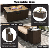 Outdoor PE Rattan Conversation Set with 32” Propane Fire Pit Table and Tank Holder