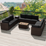 Outdoor PE Rattan Conversation Set with 32” Propane Fire Pit Table and Tank Holder