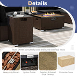 Outdoor PE Rattan Conversation Set with 32” Propane Fire Pit Table and Tank Holder