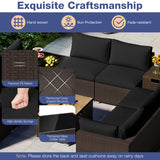 Outdoor PE Rattan Conversation Set with 32” Propane Fire Pit Table and Tank Holder