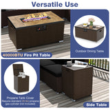 Outdoor PE Rattan Conversation Set with 32” Propane Fire Pit Table and Tank Holder