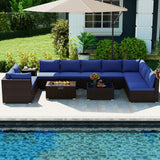 Outdoor PE Rattan Conversation Set with 32” Propane Fire Pit Table and Tank Holder