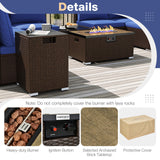 Outdoor PE Rattan Conversation Set with 32” Propane Fire Pit Table and Tank Holder