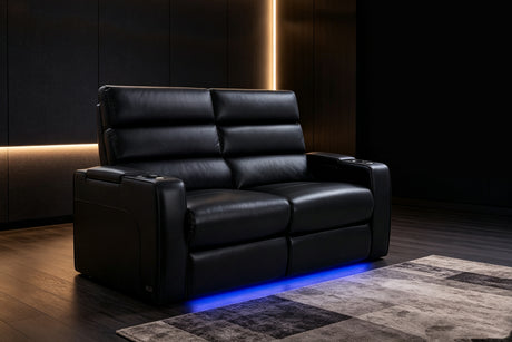 Valencia Palermo Home Theater Seating Row of 2 Loveseat, Black