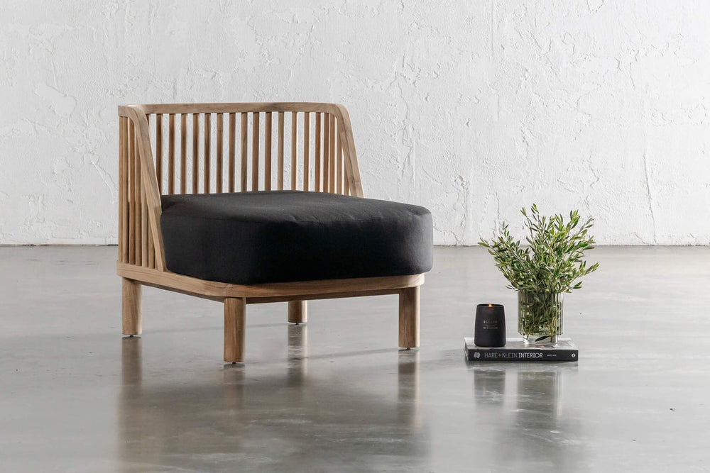 Valencia Palmer Teak Outdoor Accent Chair, Black