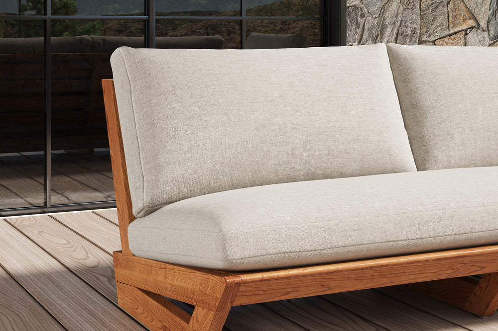 Valencia Paolo Teak Outdoor Fabric Loveseat, Light Grey