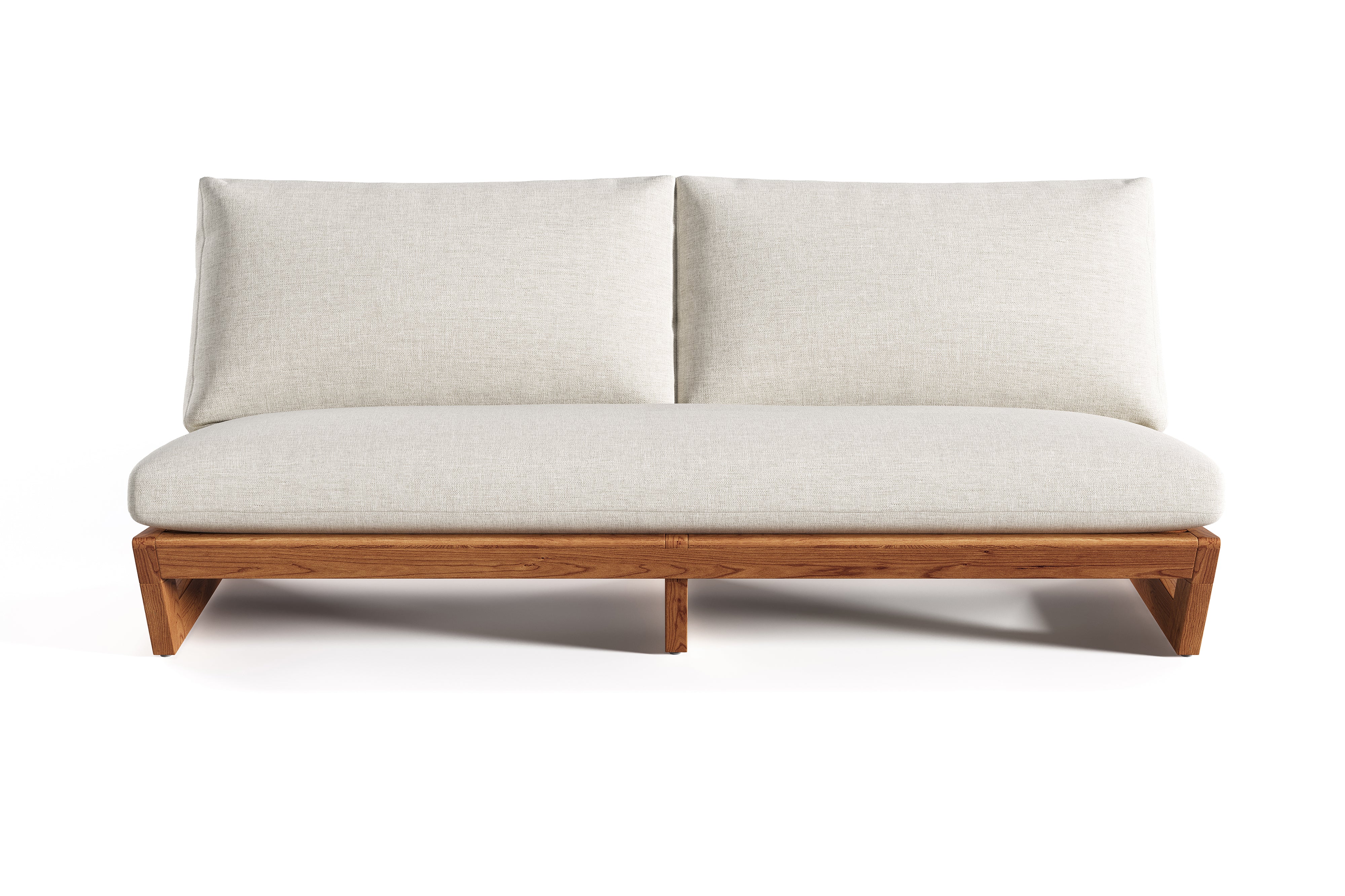 Valencia Paolo Teak Outdoor Fabric Loveseat, Light Grey