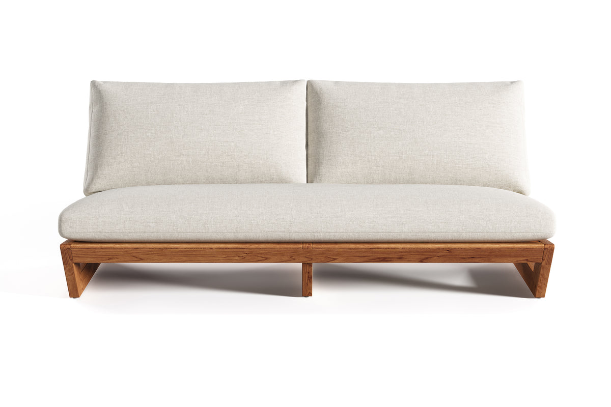 Valencia Paolo Teak Outdoor Fabric Loveseat, Light Grey