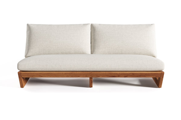 Valencia Paolo Teak Outdoor Fabric Loveseat, Light Grey