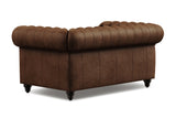Valencia Parma 64" Full Aniline Leather Chesterfield Loveseat Sofa, Chocolate