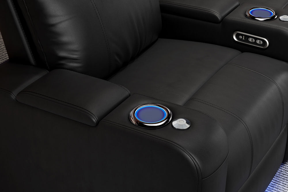 Valencia 2025 New Piacenza Leather Home Theater Seating Power Headrest Row of 2, Black
