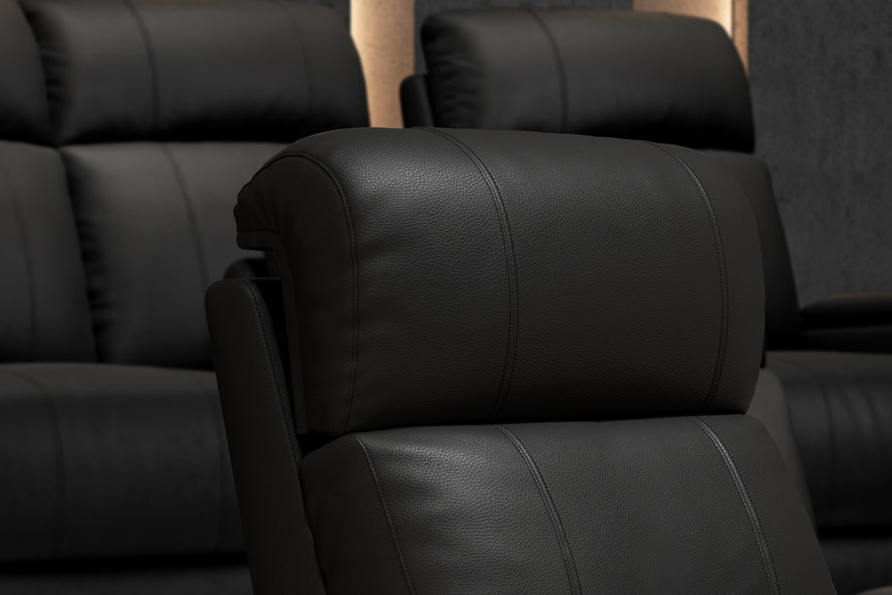 Valencia 2025 New Piacenza Leather Home Theater Seating Power Headrest Row of 2, Black