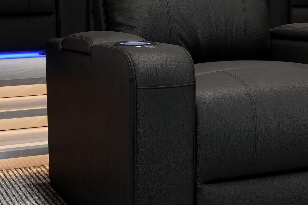 Valencia 2025 New Piacenza Leather Home Theater Seating Power Headrest Row of 2, Black