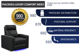 Valencia Piacenza Luxury Leather Home Theater Seating Row of 2 Loveseat, Onyx