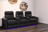 Valencia Piacenza Luxury Leather Home Theater Seating Row of 2 Loveseat, Onyx