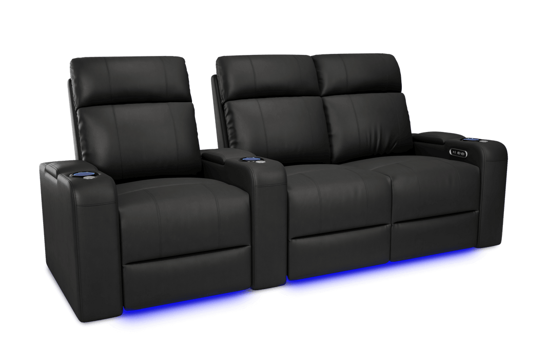 Valencia 2025 New Piacenza Leather Home Theater Seating Power Headrest Row of 3 Loveseat Right, Black