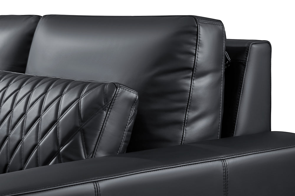 Valencia Pisa Ultimate Nappa 20000 Leather Lounge Sectional Sofa, Three Seats, Black