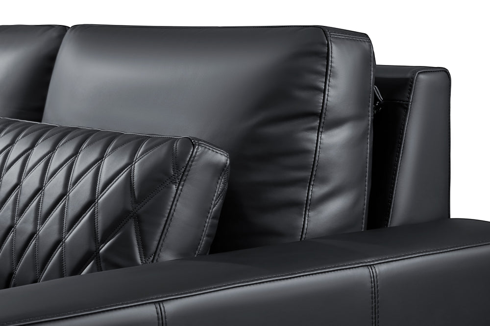 Valencia Pisa Ultimate Nappa 20000 Leather Lounge Sectional Sofa, Three Seats with 2 Ottomans, Black