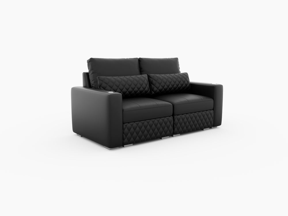 Valencia Pisa Ultimate Nappa 20000 Leather Lounge Sectional Sofa, Loveseat, Black