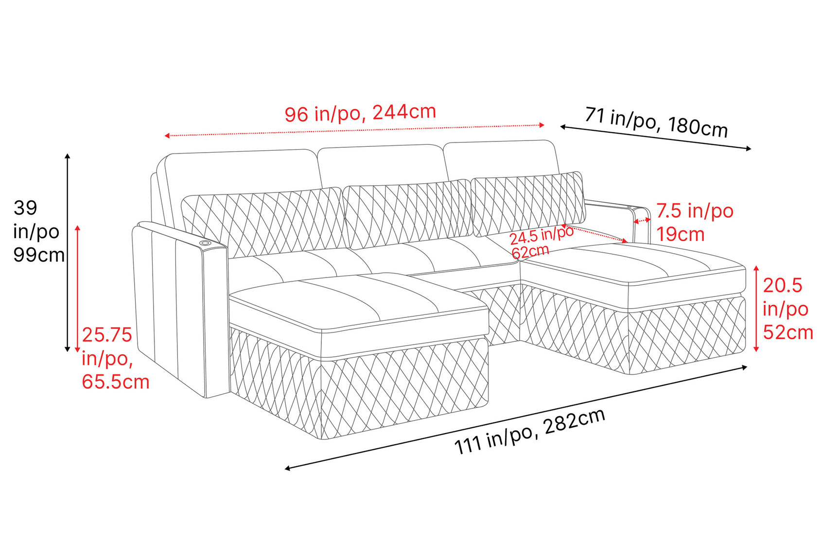 Pisa Ultimate Leather Lounge Sectional