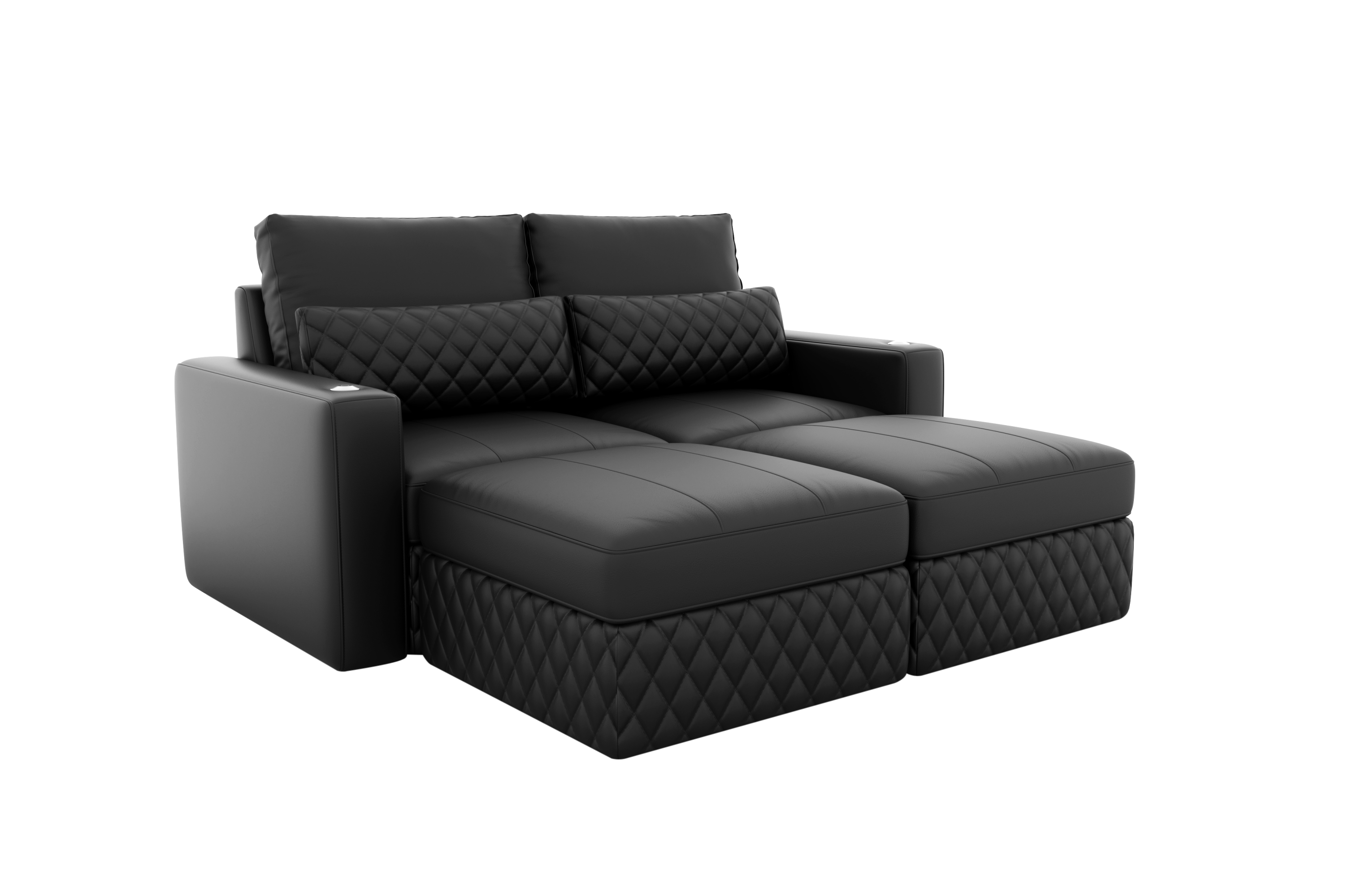 ValenciaPisaTopGrainNappa11000LeatherLoungeSectionalSofa,Loveseatwith2Ottomans,Black