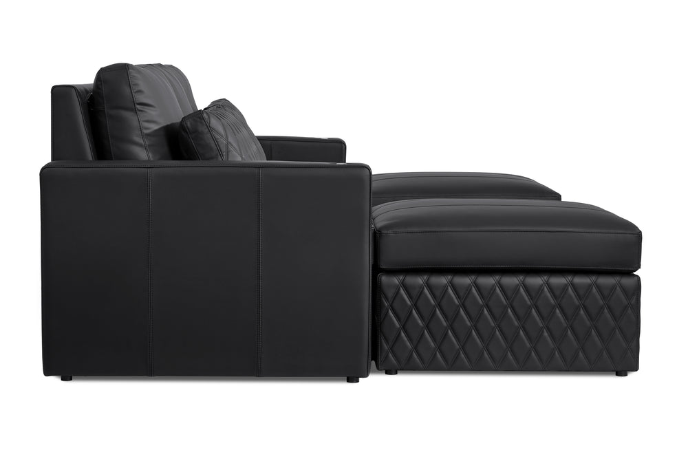 Valencia Pisa Ultimate Nappa 20000 Leather Lounge Sectional Sofa, Three Seats with 2 Ottomans, Black