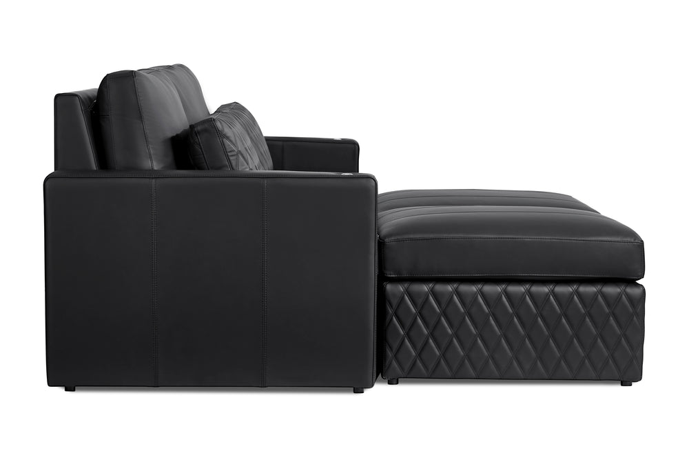 Valencia Pisa Ultimate Nappa 20000 Leather Lounge Sectional Sofa, Loveseat with 2 Ottomans, Black
