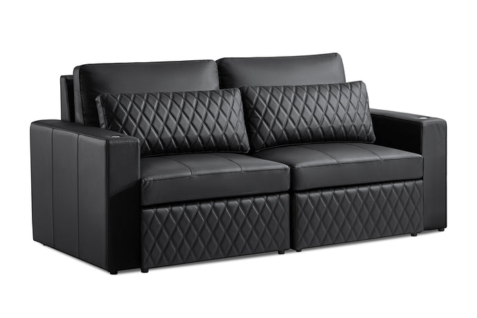 Valencia Pisa Ultimate Nappa 20000 Leather Lounge Sectional Sofa, Loveseat, Blackpreview image